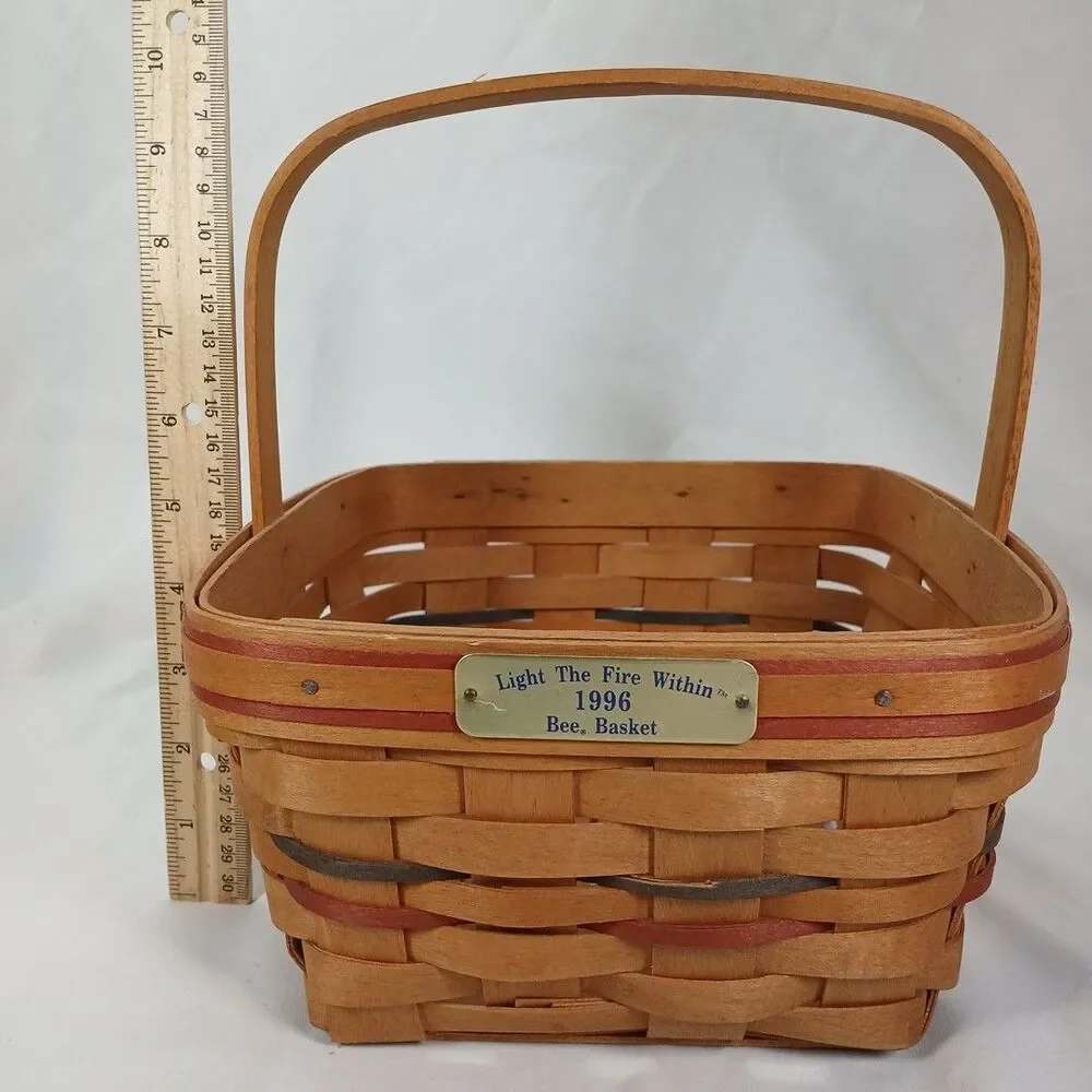 Longaberger 1996 Bee Basket Light The Fire Within Event Plaque Red Trim USA